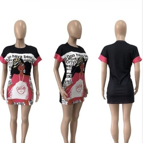 Pink Casual Graphic Print T-Shirt Mini Dress - Picture 4 of 8